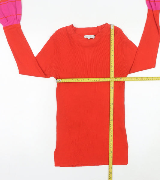 Debenhams Women Red Knit Pullover Jumper Size 12 Flared Sleeve