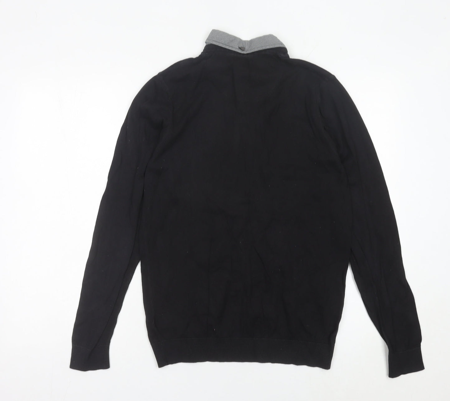 Next Men’s Black V-Neck Cotton Jumper Size S Regular Fit Workwear