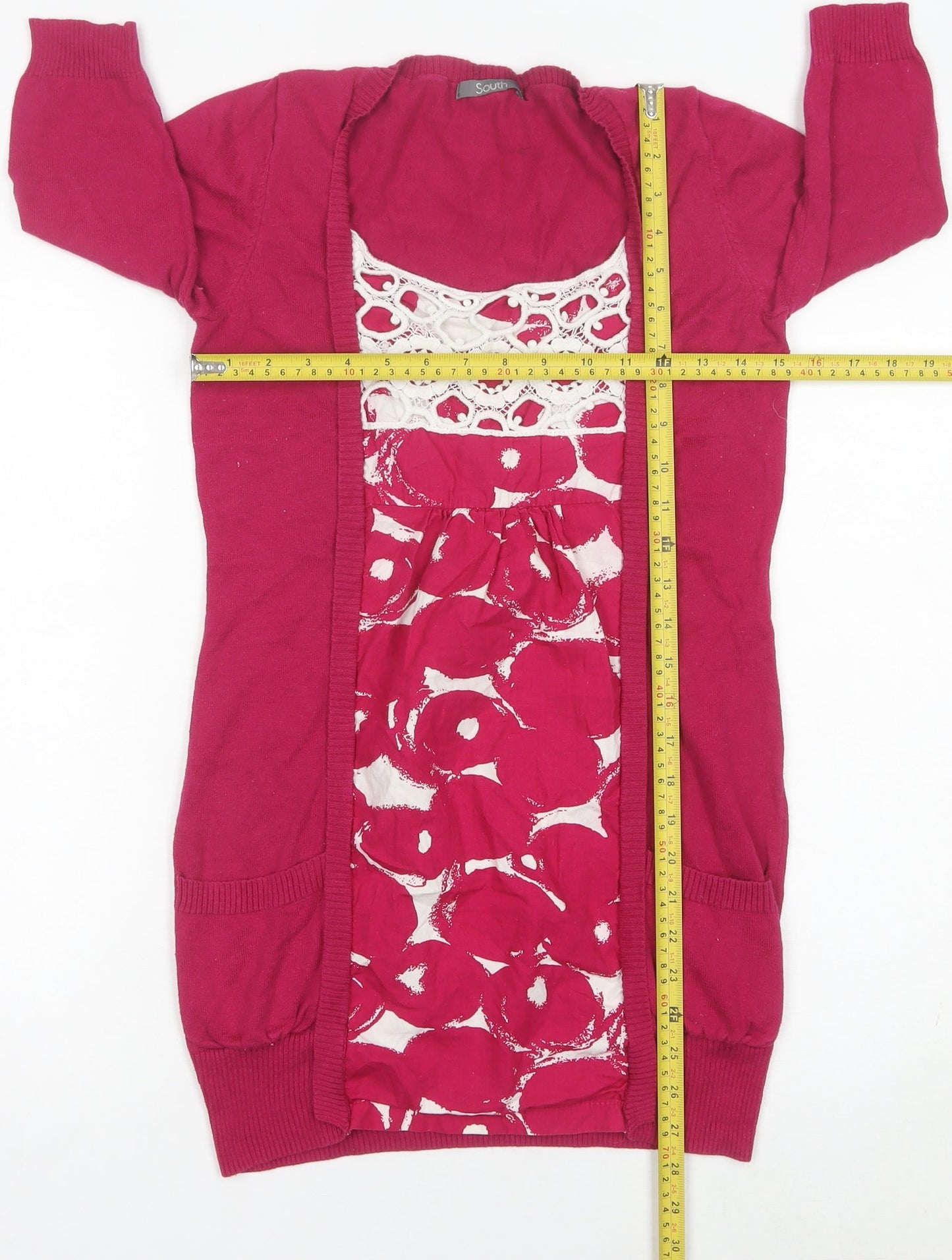 Womens UK Size 10 South Pink Cardigan Jumper
