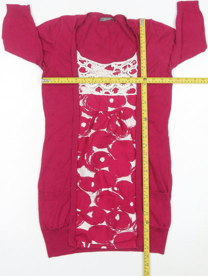 Womens UK Size 10 South Pink Cardigan Jumper