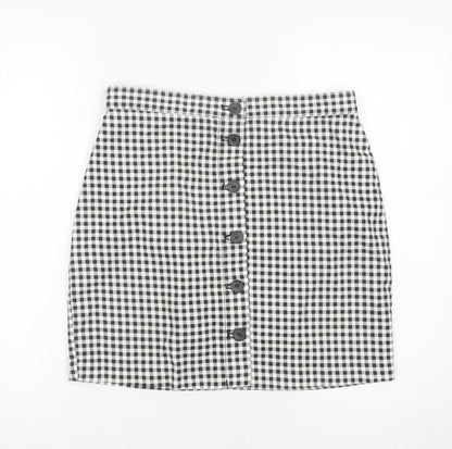 H&M Women’s Black Check Cotton Pencil Skirt Size 12 Short