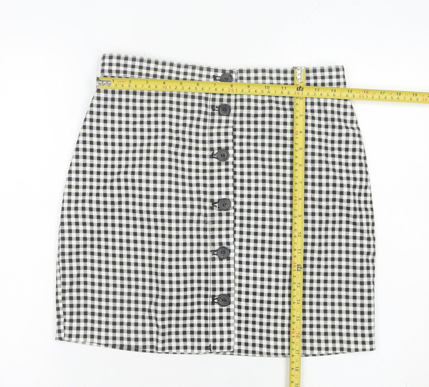 H&M Women’s Black Check Cotton Pencil Skirt Size 12 Short