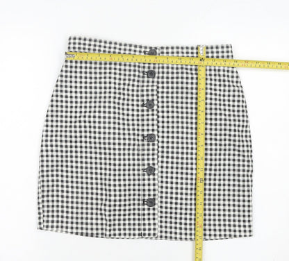 H&M Women’s Black Check Cotton Pencil Skirt Size 12 Short