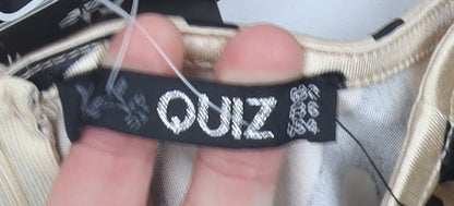 Quiz Women’s Beige Animal Print Bodycon Dress Size 12 Puff Sleeve