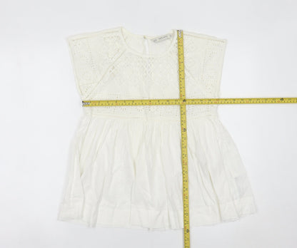 Womens UK Size XS Zara Basic White Tunic Blouse