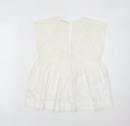 Womens UK Size XS Zara Basic White Tunic Blouse