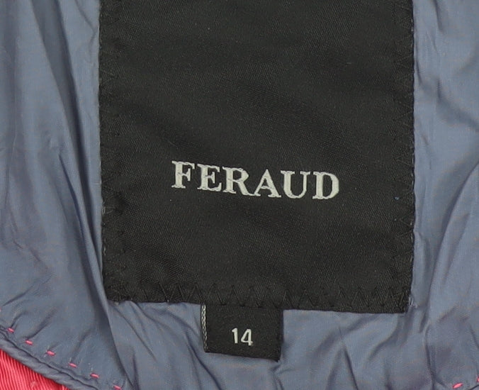 Feraud Womens Blue Quilted Mid-Length Jacket Size 14