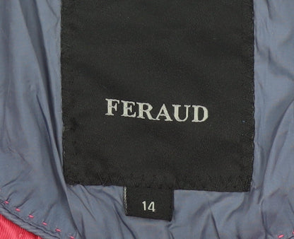 Feraud Womens Blue Quilted Mid-Length Jacket Size 14
