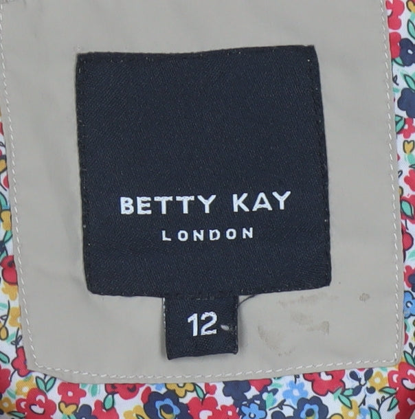 Betty Kay London Women’s Beige Hooded Waistcoat Size 12 Fur Trim