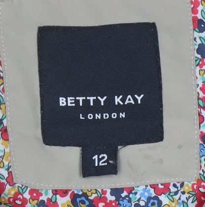 Betty Kay London Women’s Beige Hooded Waistcoat Size 12 Fur Trim