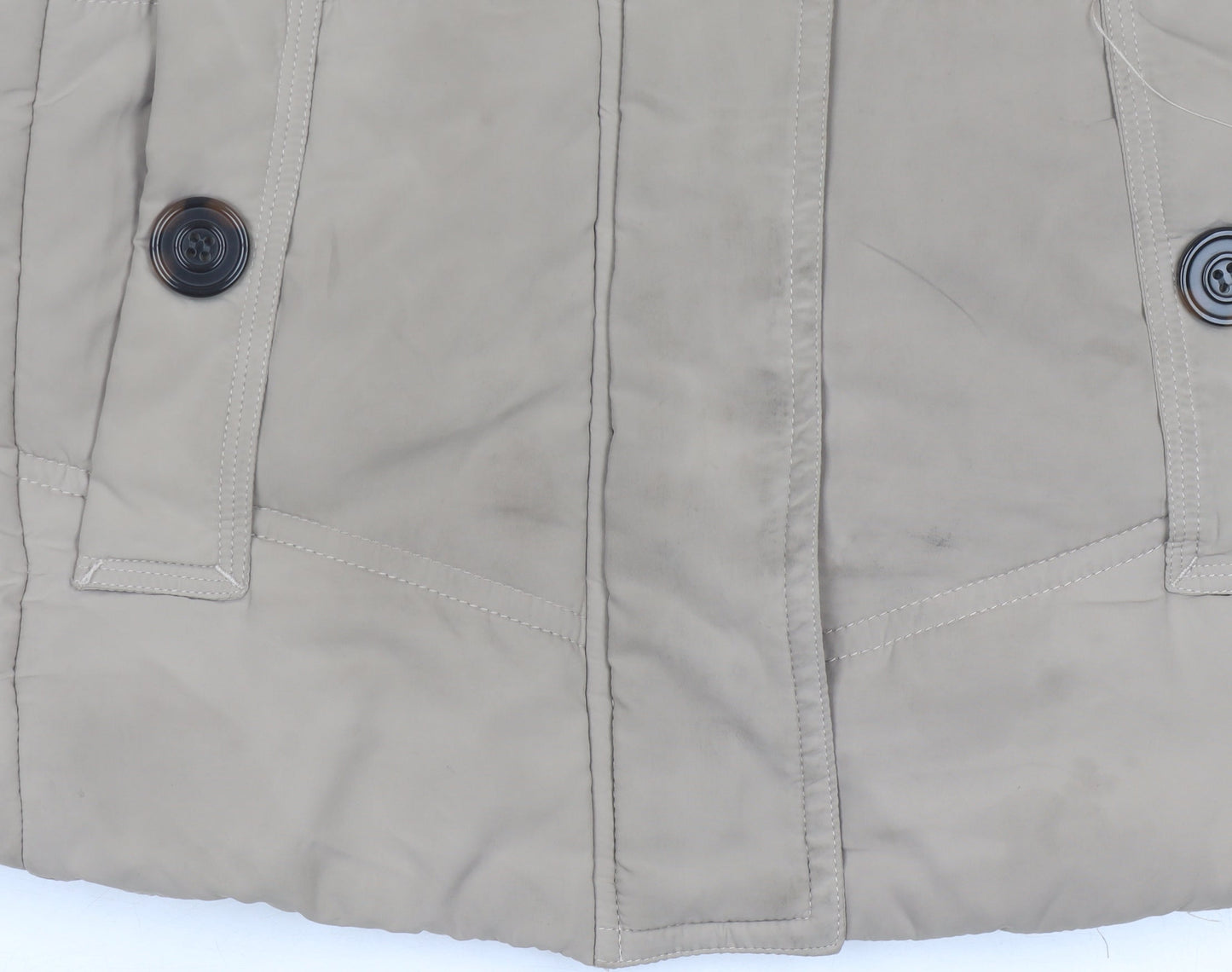 Betty Kay London Women’s Beige Hooded Waistcoat Size 12 Fur Trim