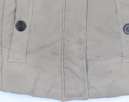 Betty Kay London Women’s Beige Hooded Waistcoat Size 12 Fur Trim