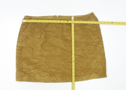 Hobbs Womens Brown Corduroy Skirt Size 16 Pencil Lined Workwear