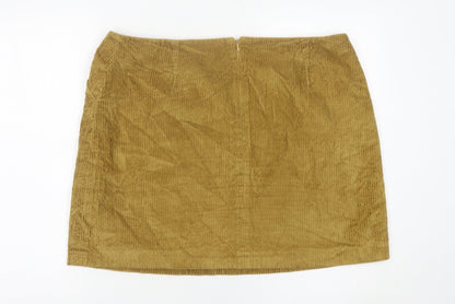 Hobbs Womens Brown Corduroy Skirt Size 16 Pencil Lined Workwear