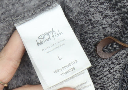 Weird Fish Mens Grey Pullover Fleece Sweatshirt L Long Sleeve Outdoor