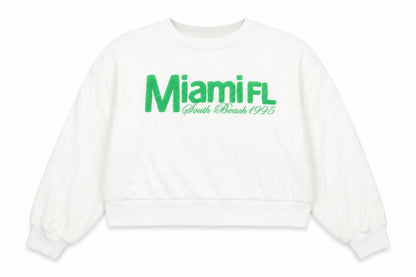 Zara Womens White Miami FL Sweatshirt Medium Cotton Blend