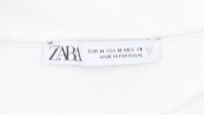 Zara Womens White Miami FL Sweatshirt Medium Cotton Blend