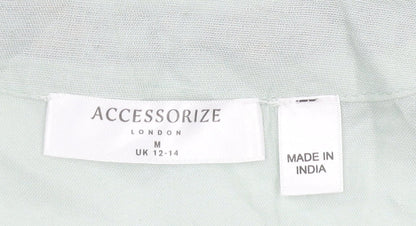 Accessorize Women’s Green Cotton Kimono Blouse UK 12 Boho Tassel