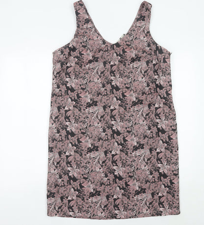 Tu Women’s Pink Floral Shift Dress Size 14 Sleeveless V-Neck