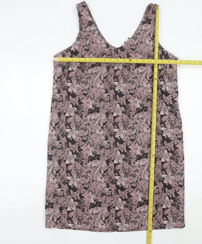 Tu Women’s Pink Floral Shift Dress Size 14 Sleeveless V-Neck