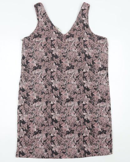 Tu Women’s Pink Floral Shift Dress Size 14 Sleeveless V-Neck