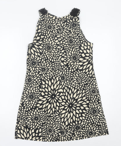 Principles Women’s Black Beige Floral Shift Dress Size 14 Beaded