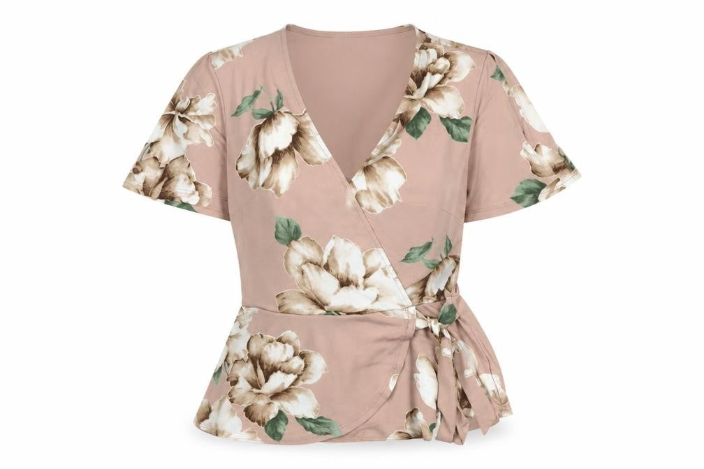 Womens UK Size S Monteau Pink Wrap Blouse