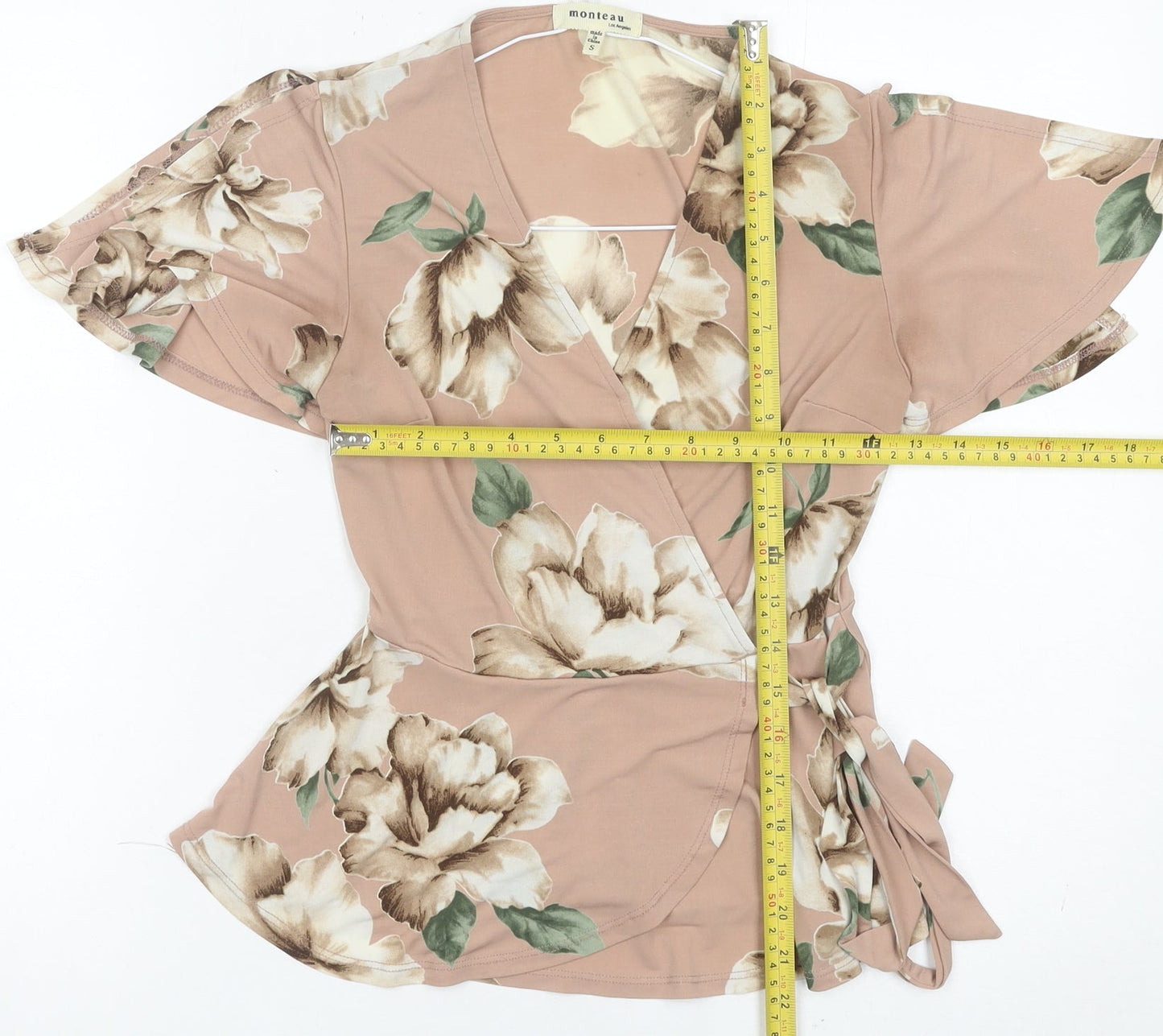 Womens UK Size S Monteau Pink Wrap Blouse
