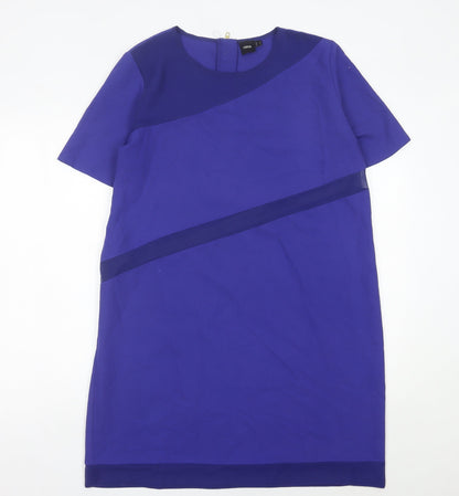 ASOS Women’s Blue Colourblock Shift Dress Size 16 Short Sleeve Workwear
