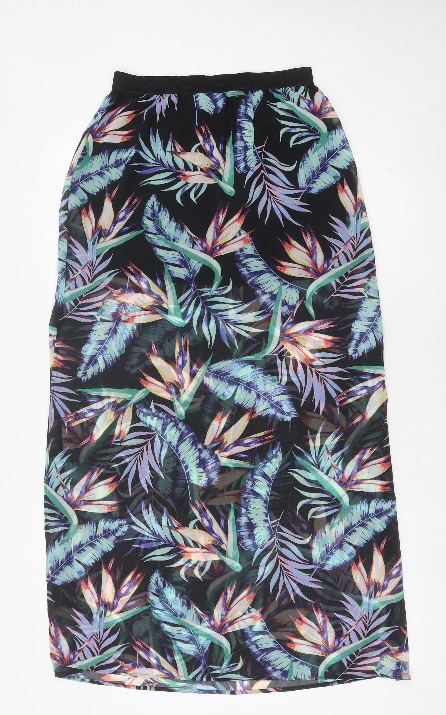 H&M Women’s Multicoloured Tropical Floral Midi Skirt Size 8