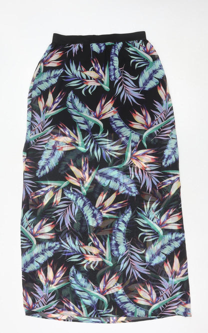 H&M Women’s Multicoloured Tropical Floral Midi Skirt Size 8