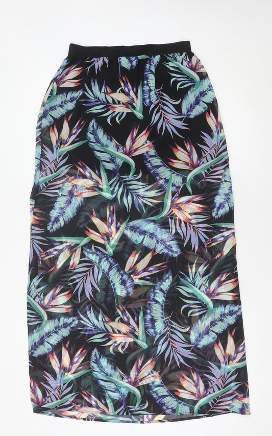 H&M Women’s Multicoloured Tropical Floral Midi Skirt Size 8