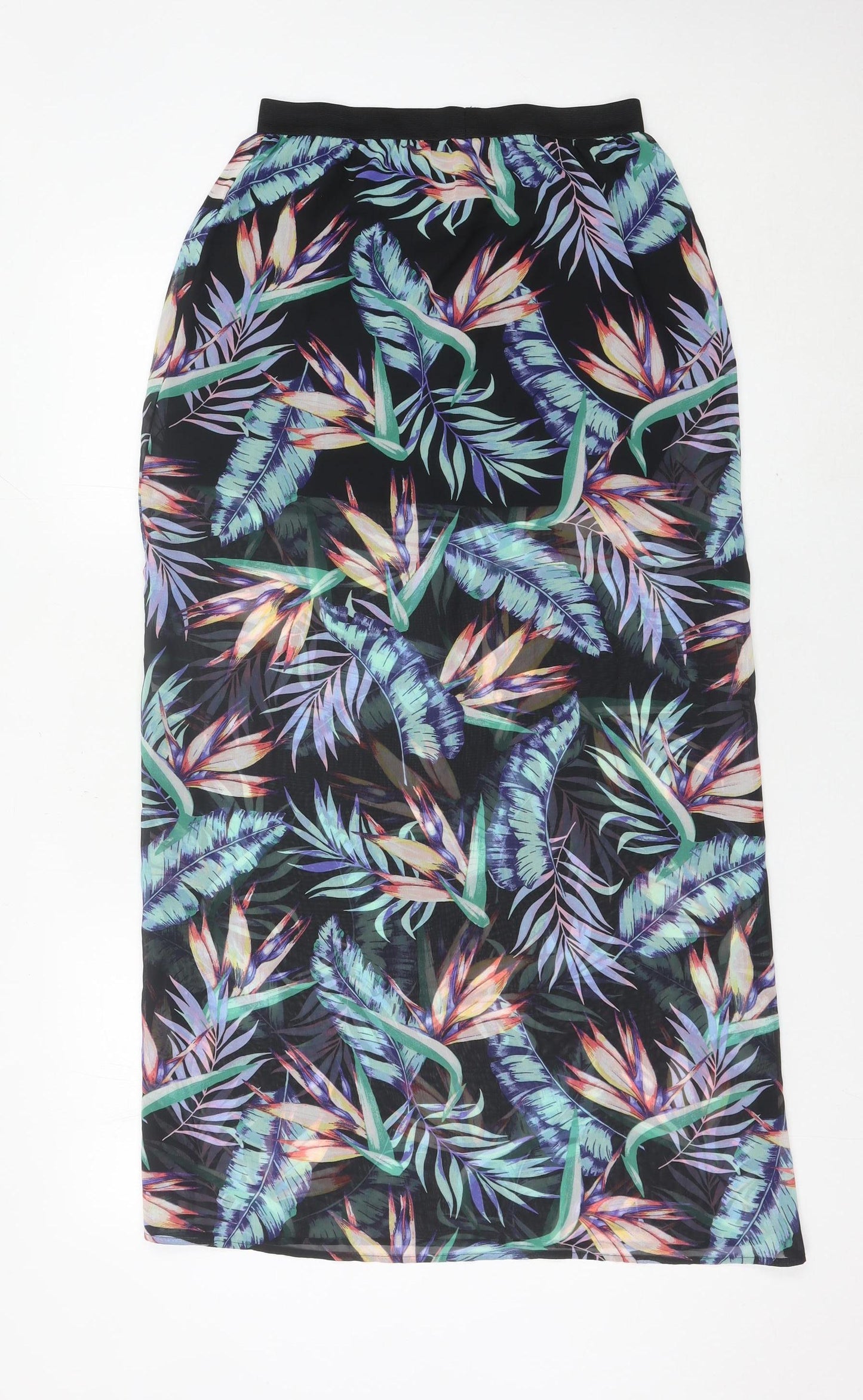 H&M Women’s Multicoloured Tropical Floral Midi Skirt Size 8