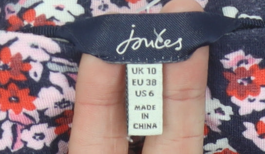 Joules Womens Multicoloured Floral Shift Dress Size 10 Knee Length 3/4 Sleeve