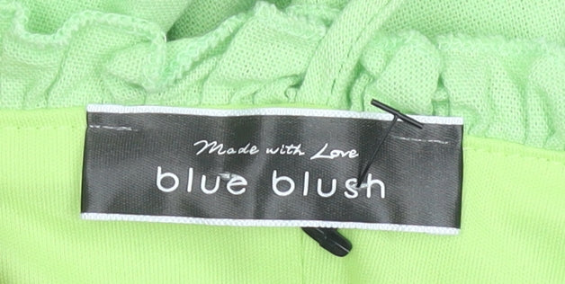 Blue Blush Women’s Green Bodycon Mini Dress Size S Sleeveless Ruffle Zip