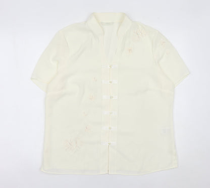 Marks and Spencer Women’s Ivory Embroidered Blouse Size 16 Short Sleeve