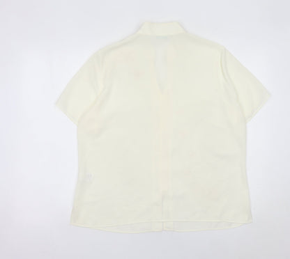 Marks and Spencer Women’s Ivory Embroidered Blouse Size 16 Short Sleeve