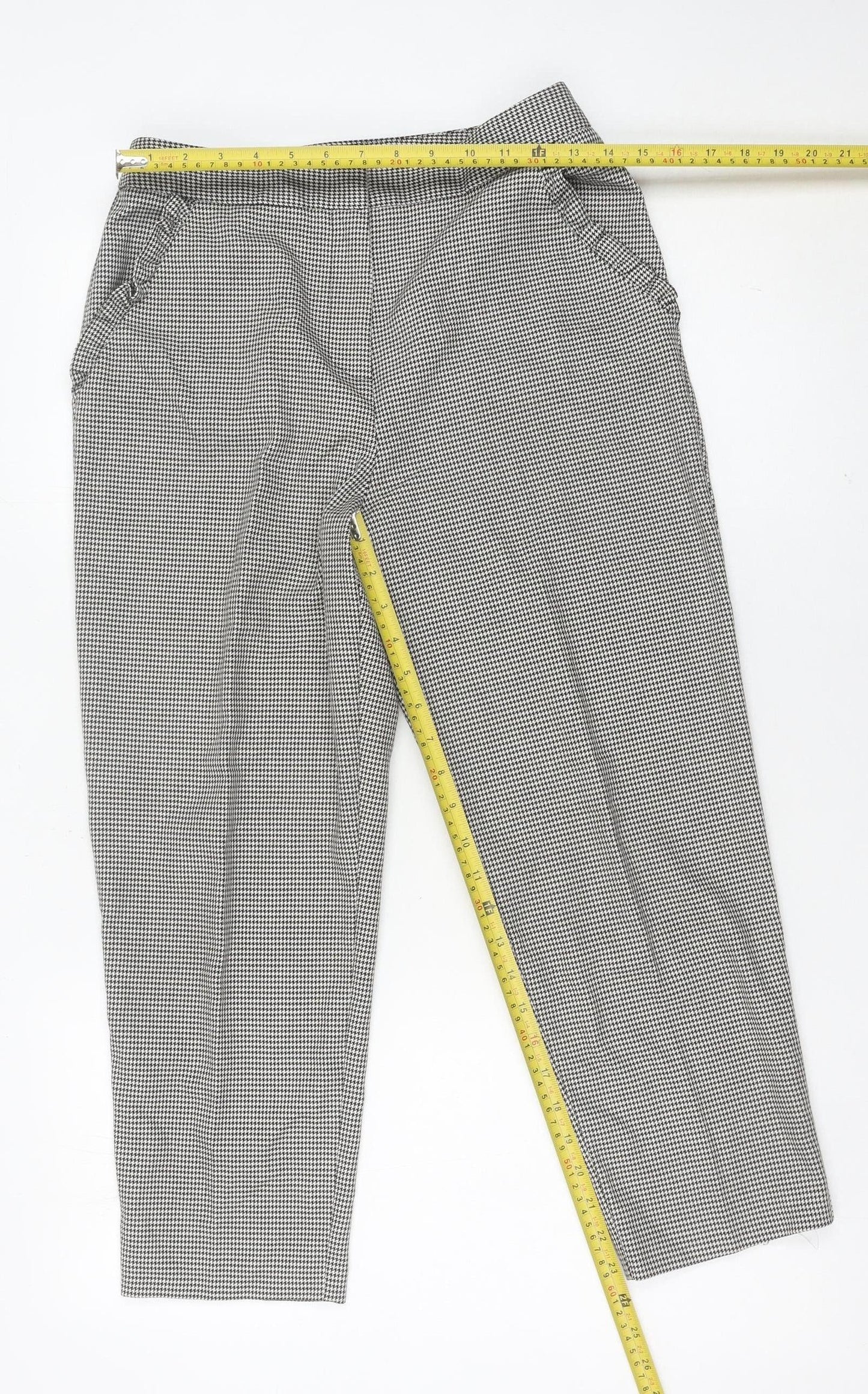 Topshop Women’s Petite Black Houndstooth Trousers Size 10