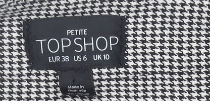 Topshop Women’s Petite Black Houndstooth Trousers Size 10