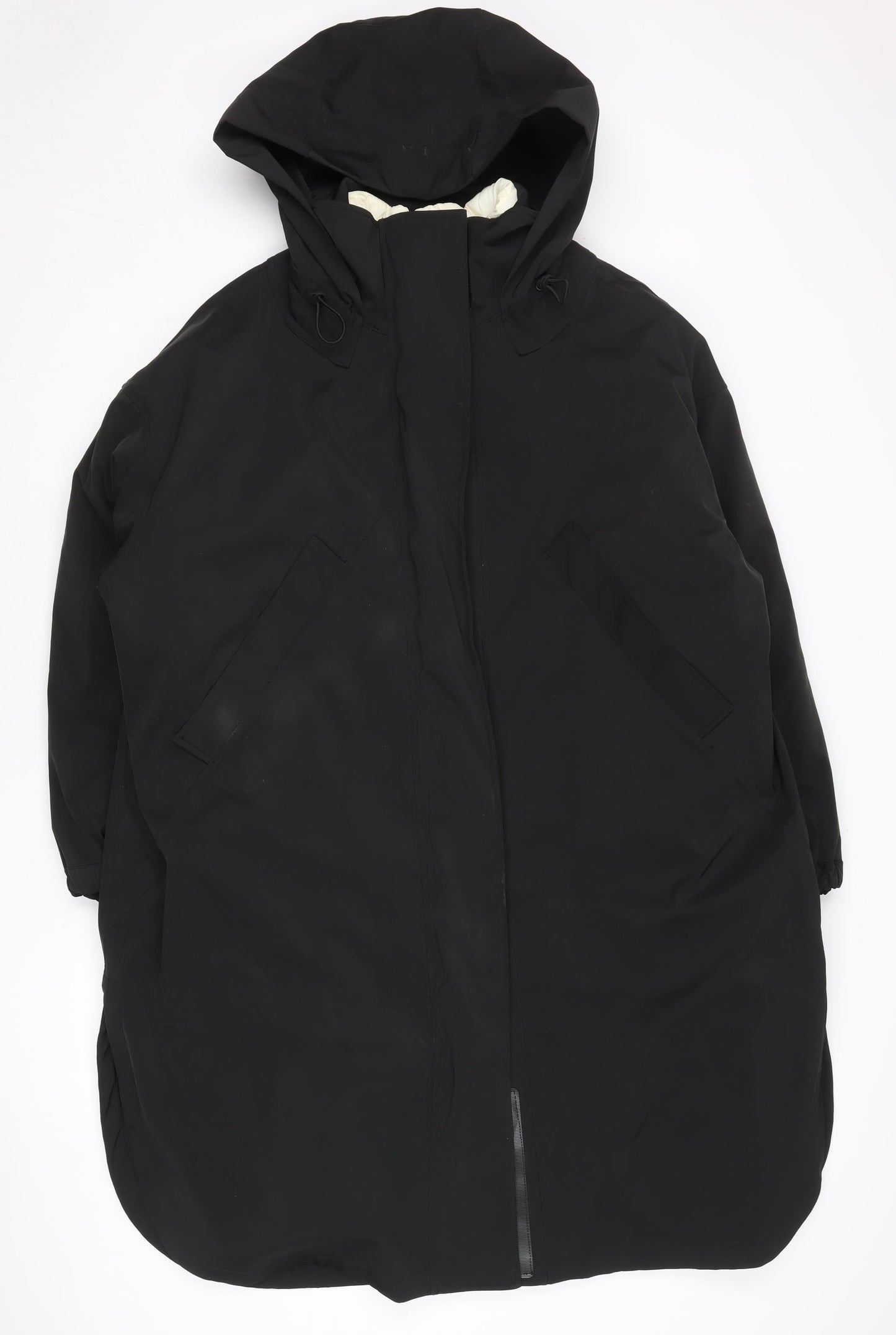 Zara Men Black S Parka Coat Hooded Long Casual Nylon Winter