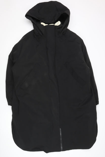 Zara Men Black S Parka Coat Hooded Long Casual Nylon Winter
