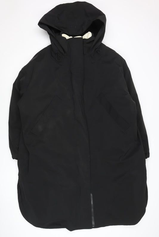 Zara Men Black S Parka Coat Hooded Long Casual Nylon Winter