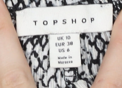 Topshop Women’s Black Animal Print Flared Trousers Size 10 Polyester