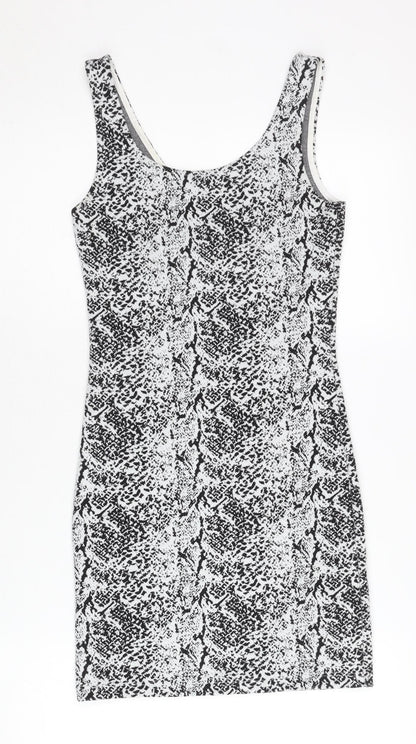 H&M Divided Women’s Black XS Bodycon Animal Print Sleeveless Dress