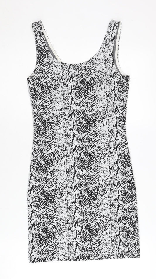 H&M Divided Women’s Black XS Bodycon Animal Print Sleeveless Dress