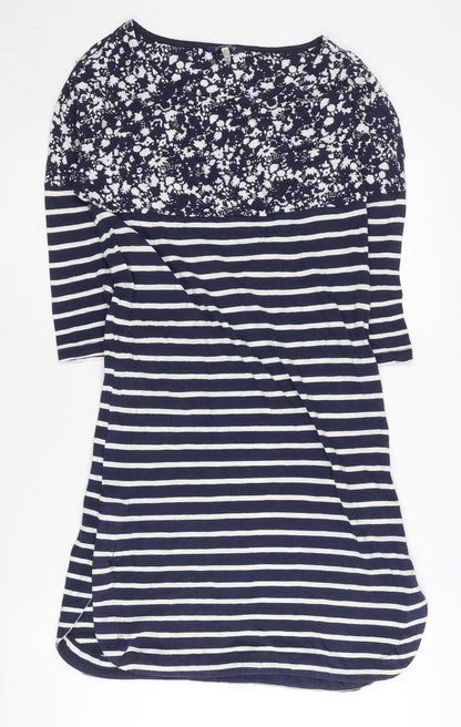 Joules Women’s Blue Floral Stripe Shift Dress UK 6 Cotton Viscose