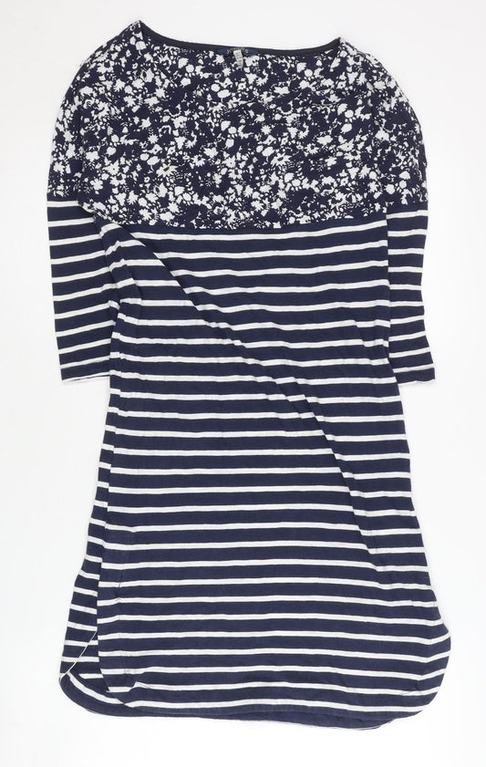 Joules Women’s Blue Floral Stripe Shift Dress UK 6 Cotton Viscose