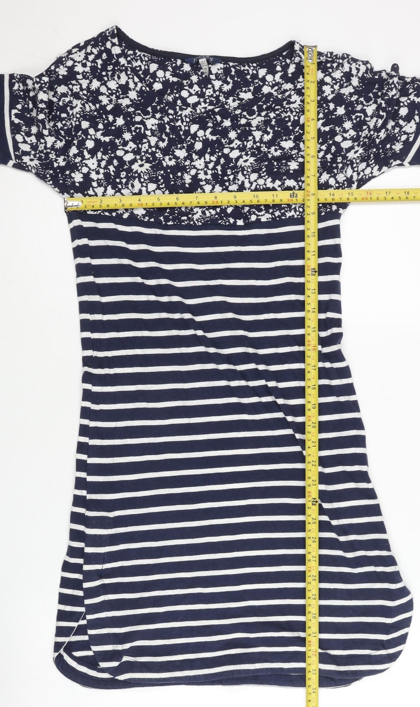 Joules Women’s Blue Floral Stripe Shift Dress UK 6 Cotton Viscose