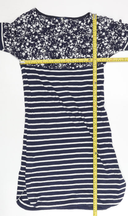 Joules Women’s Blue Floral Stripe Shift Dress UK 6 Cotton Viscose