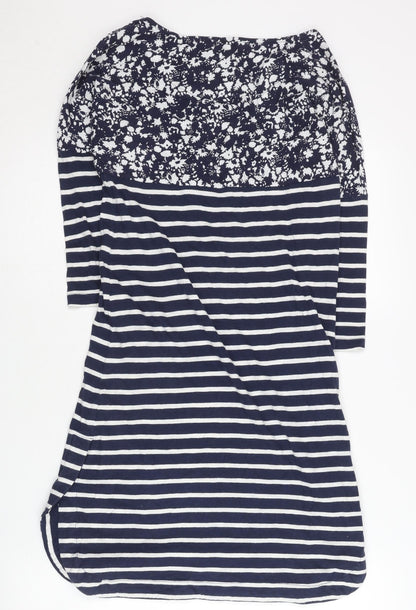 Joules Women’s Blue Floral Stripe Shift Dress UK 6 Cotton Viscose